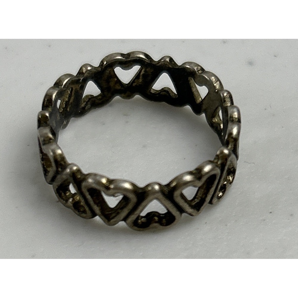 Sterling Silver 925 Small Heart Eternity Ring Size 5.5